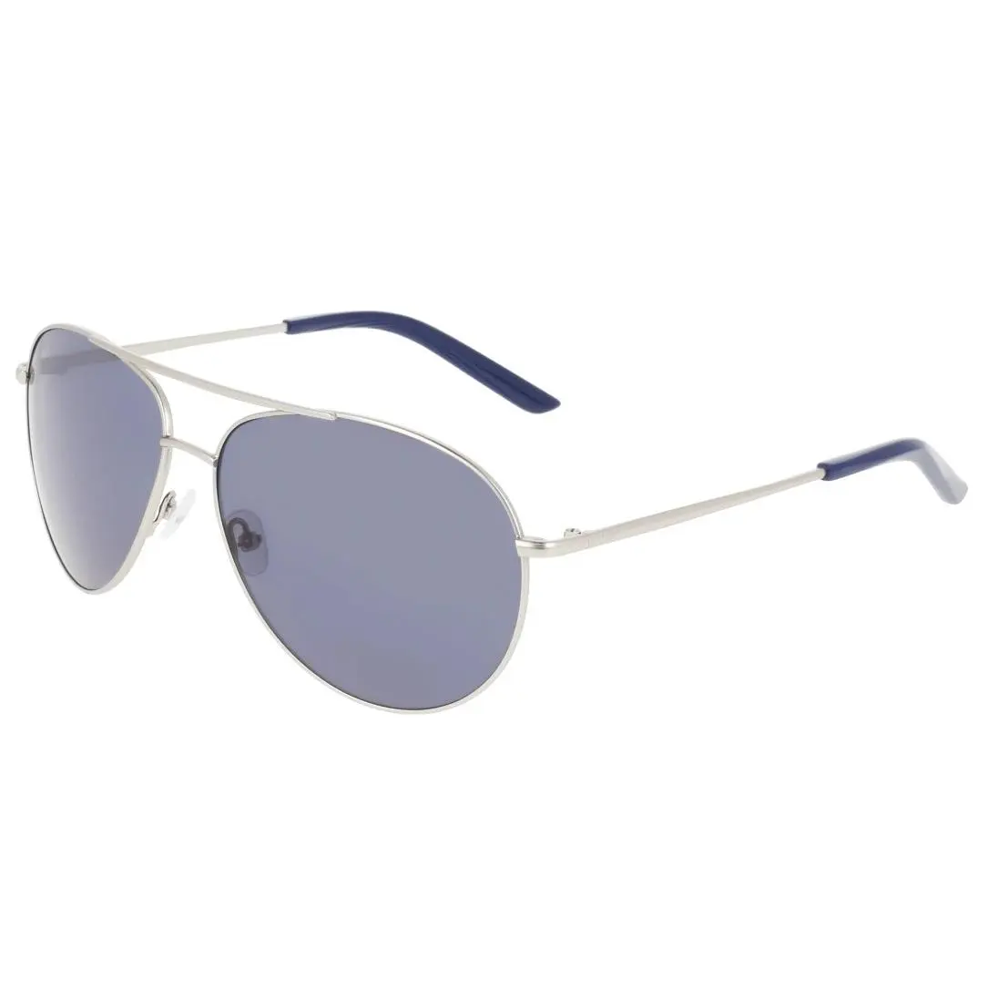 Nike EV1217-021 Satin Silver Chance Aviator Sunglasses with Blue Lenses