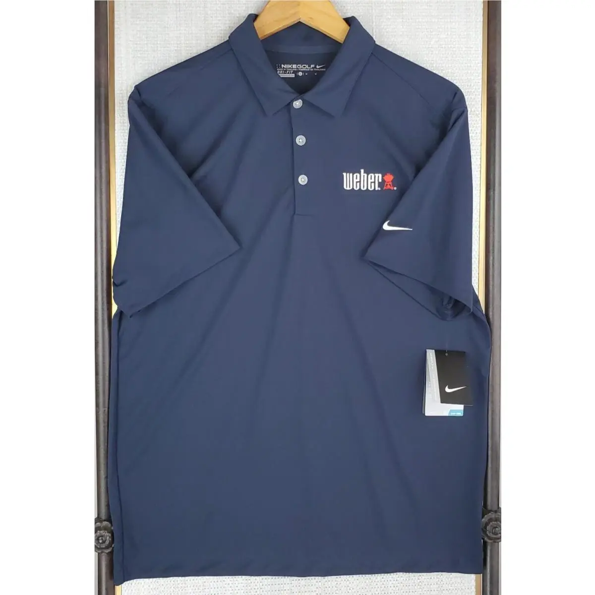 Nike Golf x Weber Grills Size Medium Mens Polo Shirt Dri-fit Blue Wicking