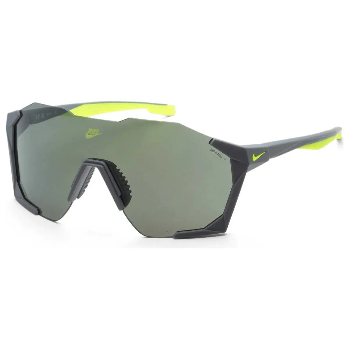 Nike IB3518X-084 Matte Smoke Grey Charged Shield Sunglasses with Green Lens