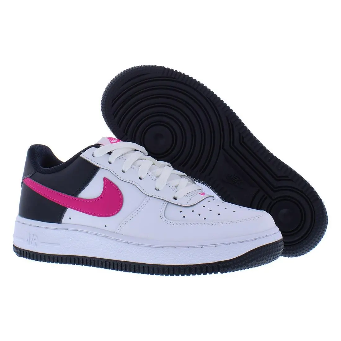 Nike Air Force 1 Leather GS Girls Shoes Size 5 Color: White/fierce Pink - Gray, Main: White
