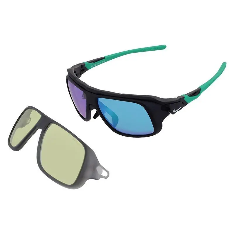Nike EV24001 011 Matte Black Green Flyfree Soar Sunglass w/2 Mirror Lenses