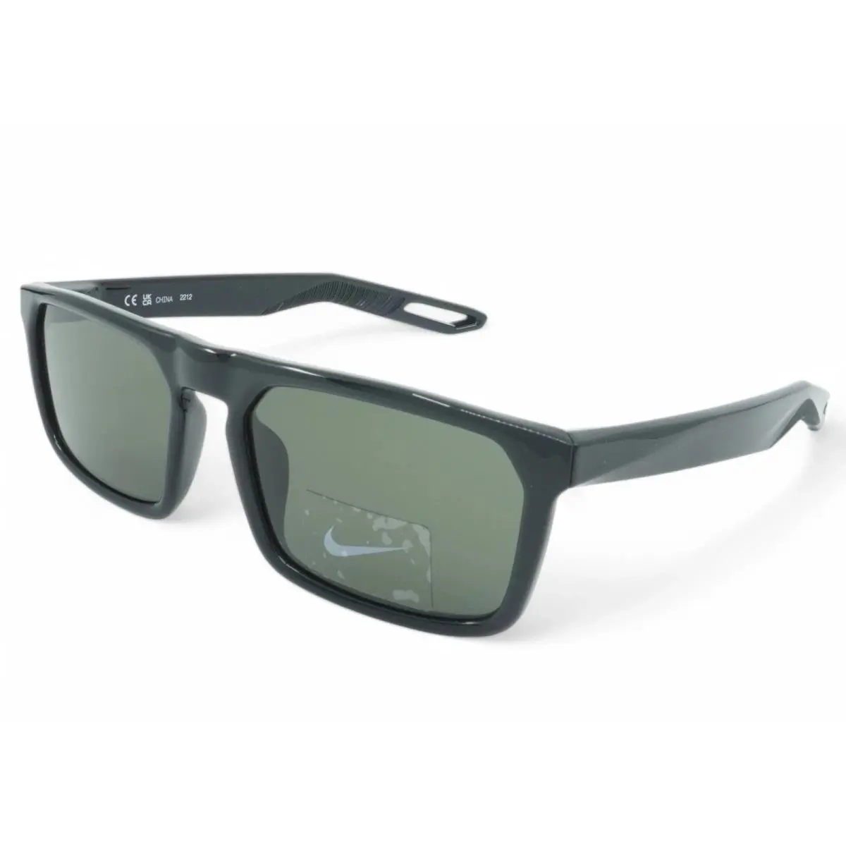 Nike DZ7374 011 Shiny Black NV03 Sunglasses with Green Lenses 55/18/145