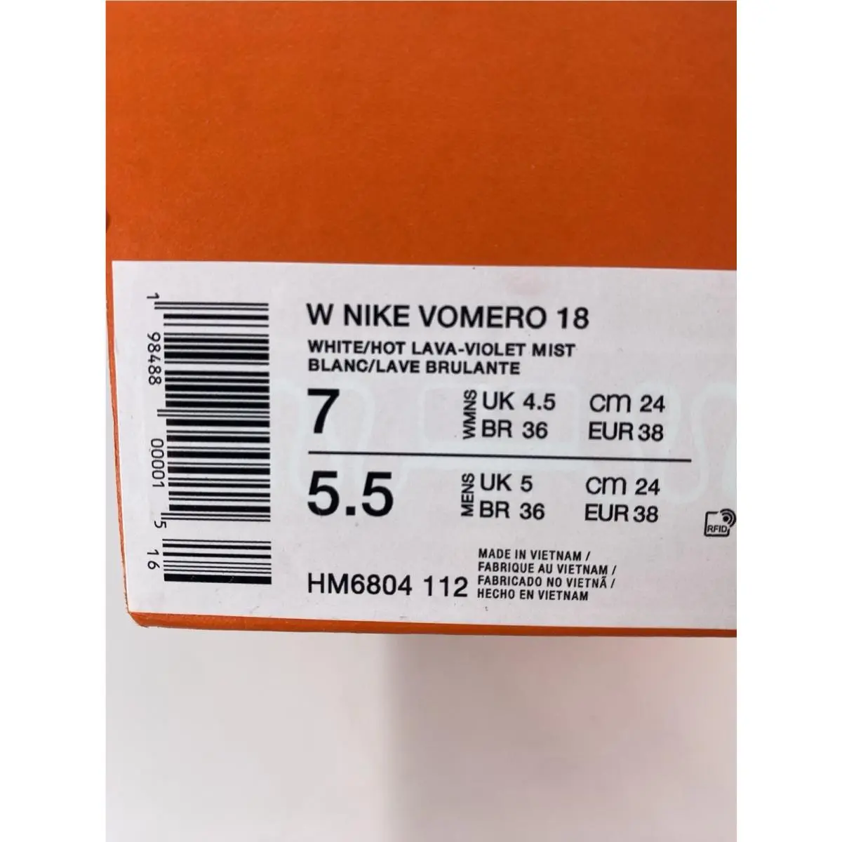 Nike shoes - Nike Vomero 18 - Vomero - HM6804 112 - White/Hot Lava-Violet Mist (UPC: 198488000015) 8