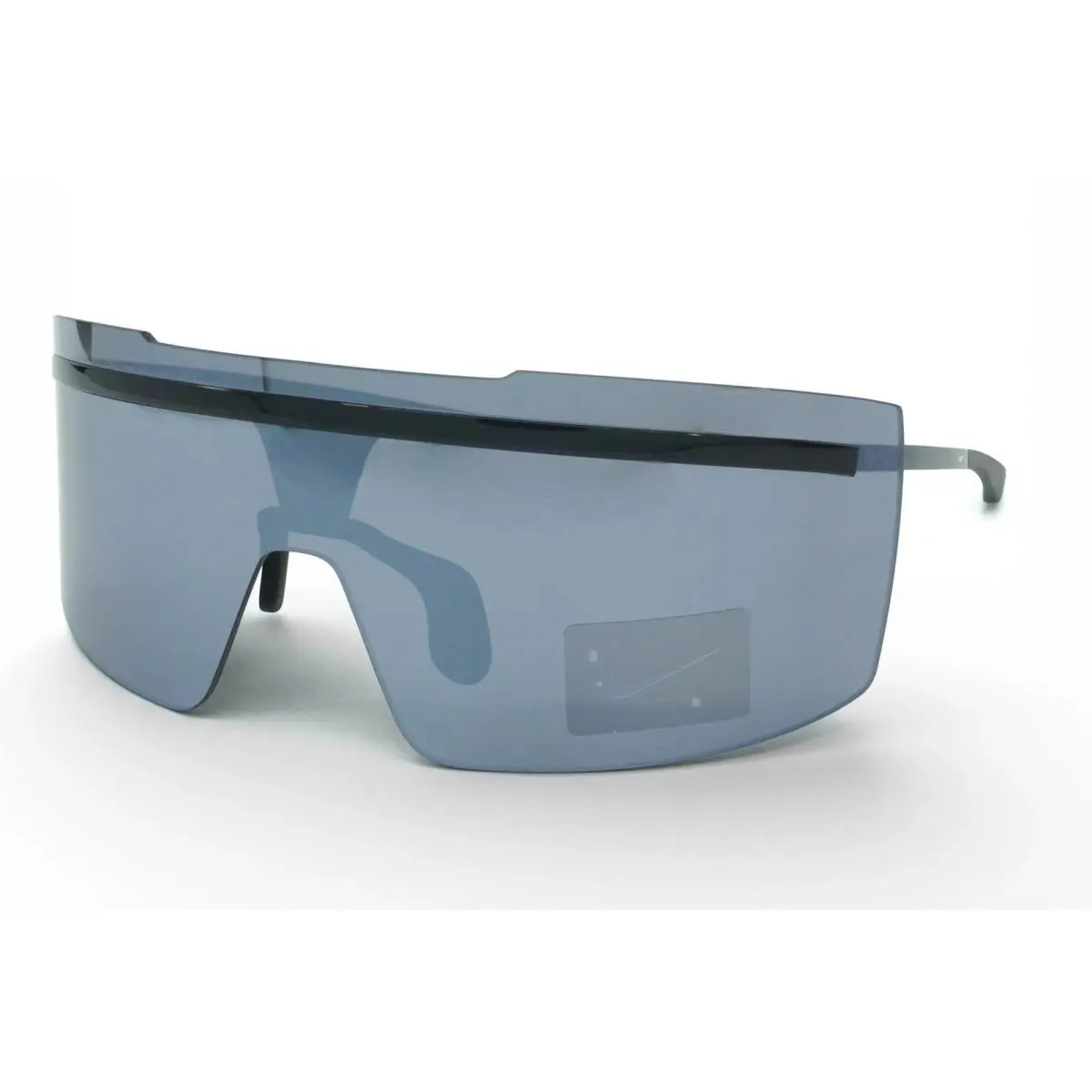 Nike FD5114-010 Black Silver Echo Shield Sunglasses with Silver Flash Lens
