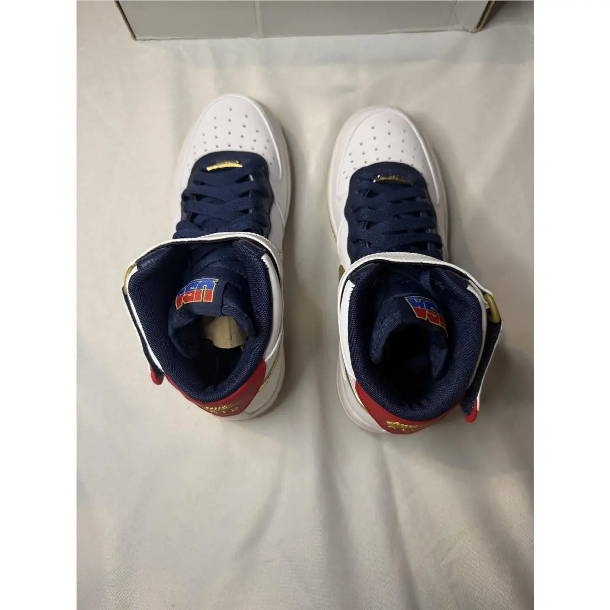 Nike shoes - Nike Air Force 1 Mid (GS) - 314195-108 - White, Navy, Gold, Red 9