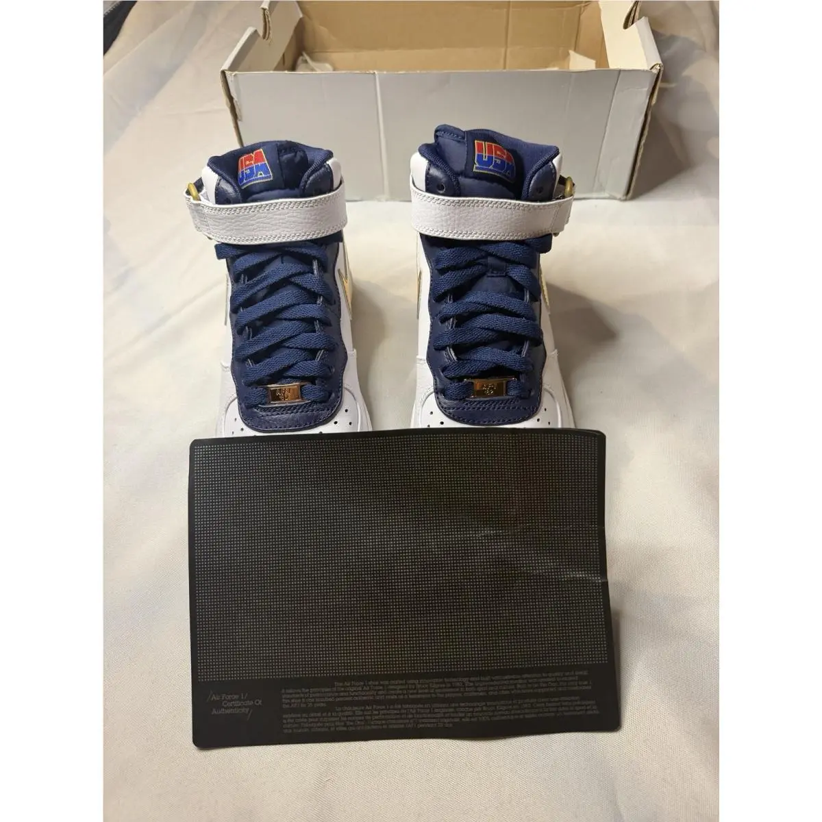 Nike shoes - Nike Air Force 1 Mid (GS) - 314195-108 - White, Navy, Gold, Red 0