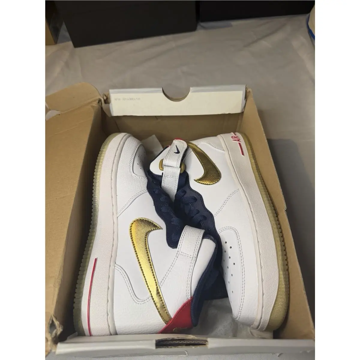 Nike shoes - Nike Air Force 1 Mid (GS) - 314195-108 - White, Navy, Gold, Red 1