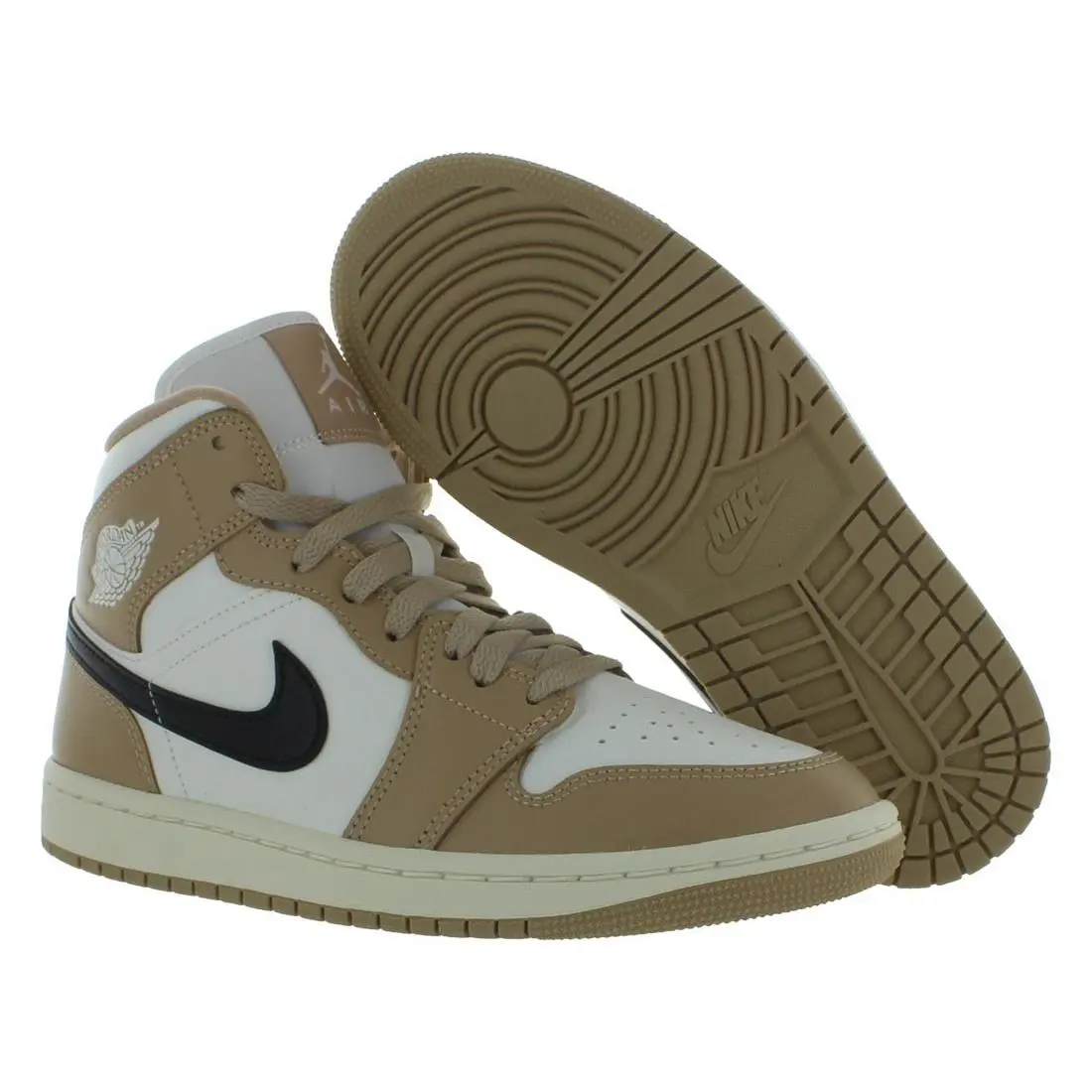 Nike Air Jordan 1 Mid Womens Shoes Size 12 Color: Sail/black/desert