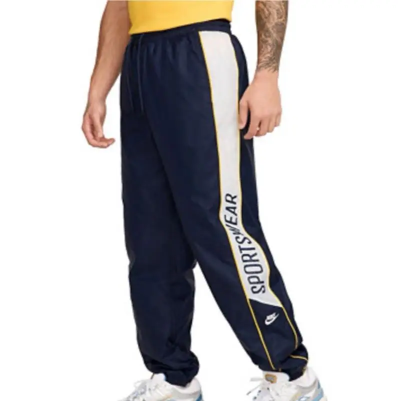 Nike Retro Nylon Track Sportswear Pants Blue White Side Detail Size Small