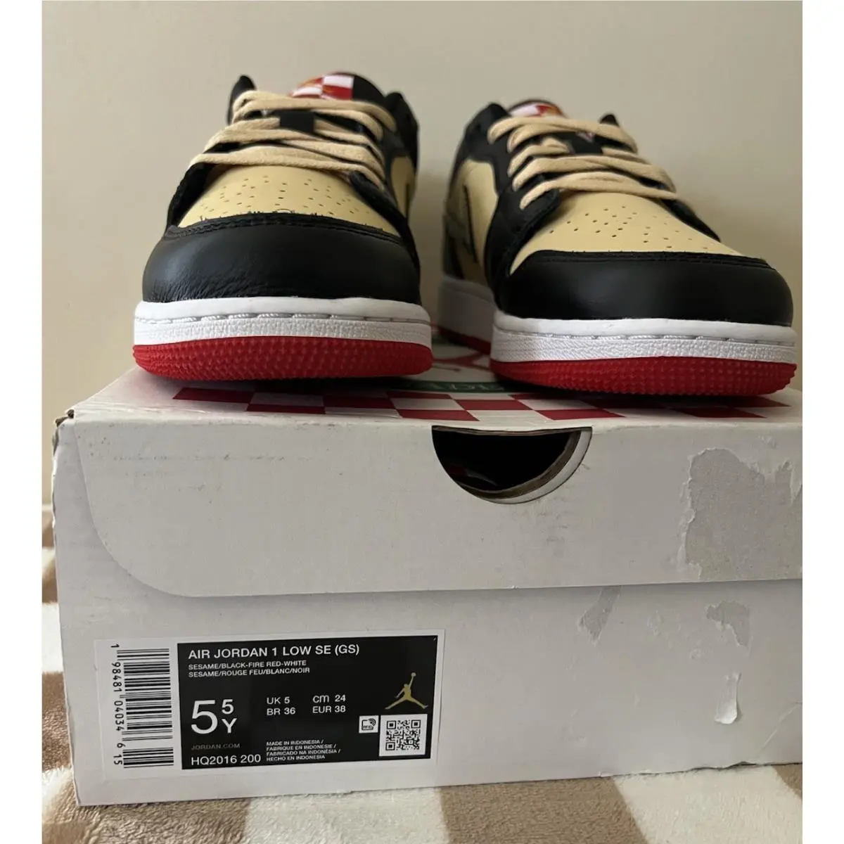 Nike shoes - Air Jordan 1 Low - Air Low - HQ2016 200 - Sesame/Black/Fire Red/White 10