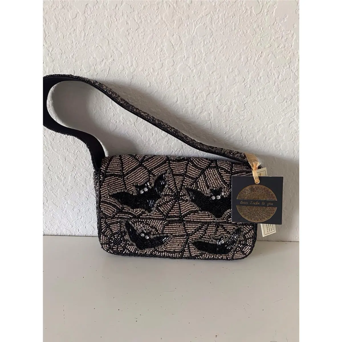 Handcrafted in India Halloween Bat Beaded Shoulder Bag Viral by Steve Madden