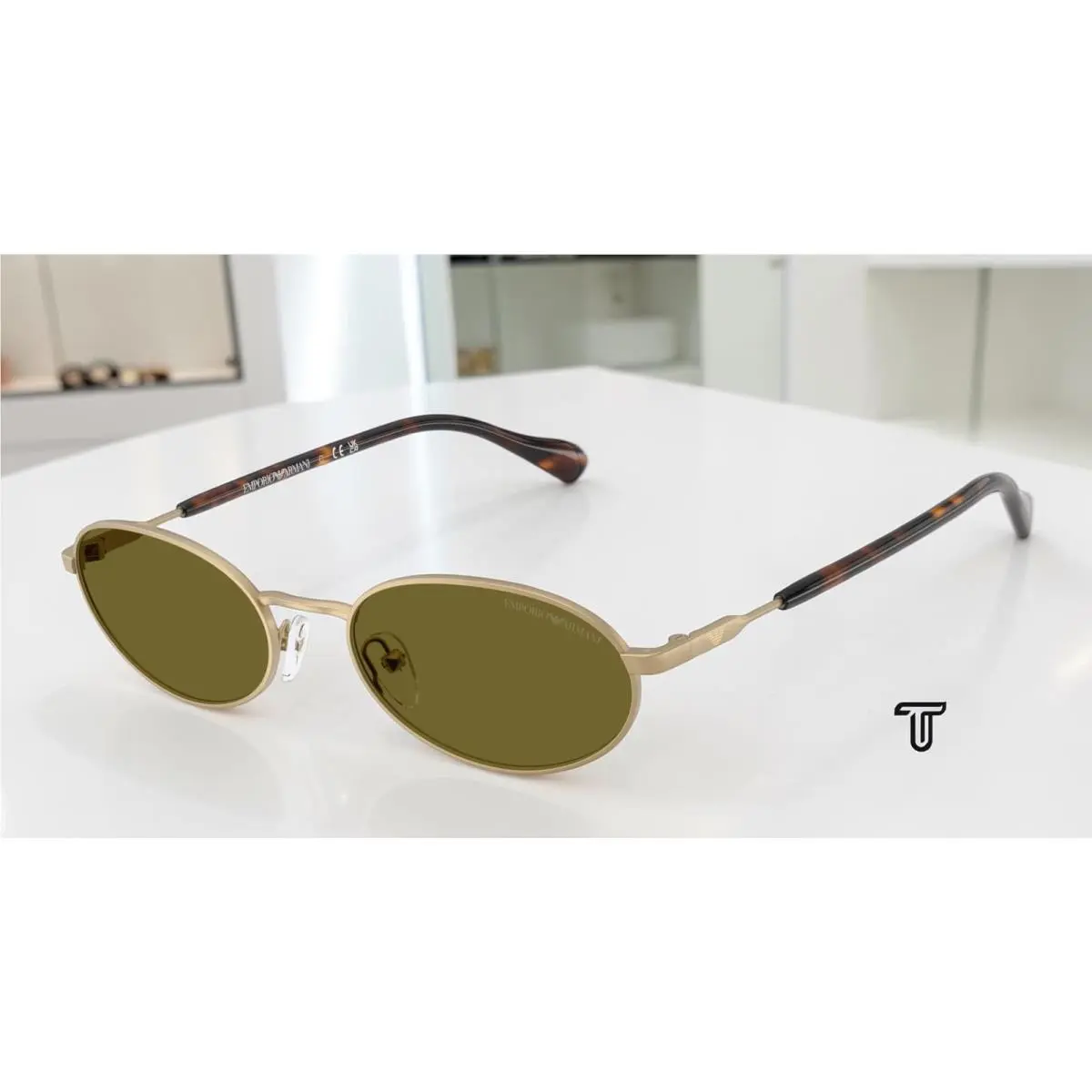 EA2175 3002 2 Matte Pale Gold Dark Green 54 mm Men`s Sunglasses by Emporio Armani