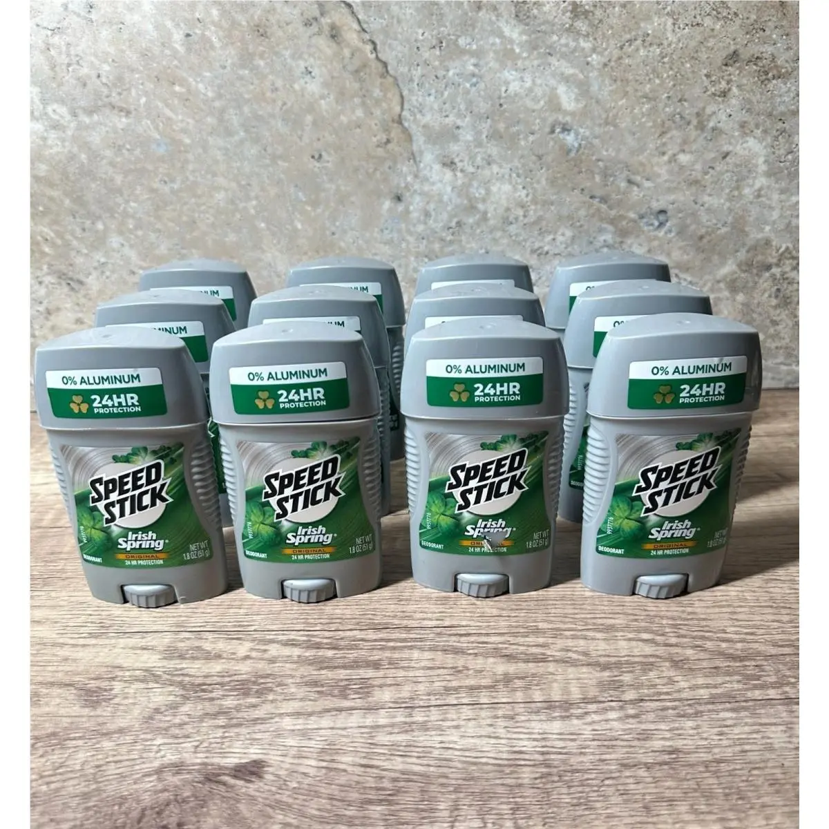 12 Pack Speed Stick Men Irish Spring Deodorant 1.8 oz 0% Aluminum 24HR