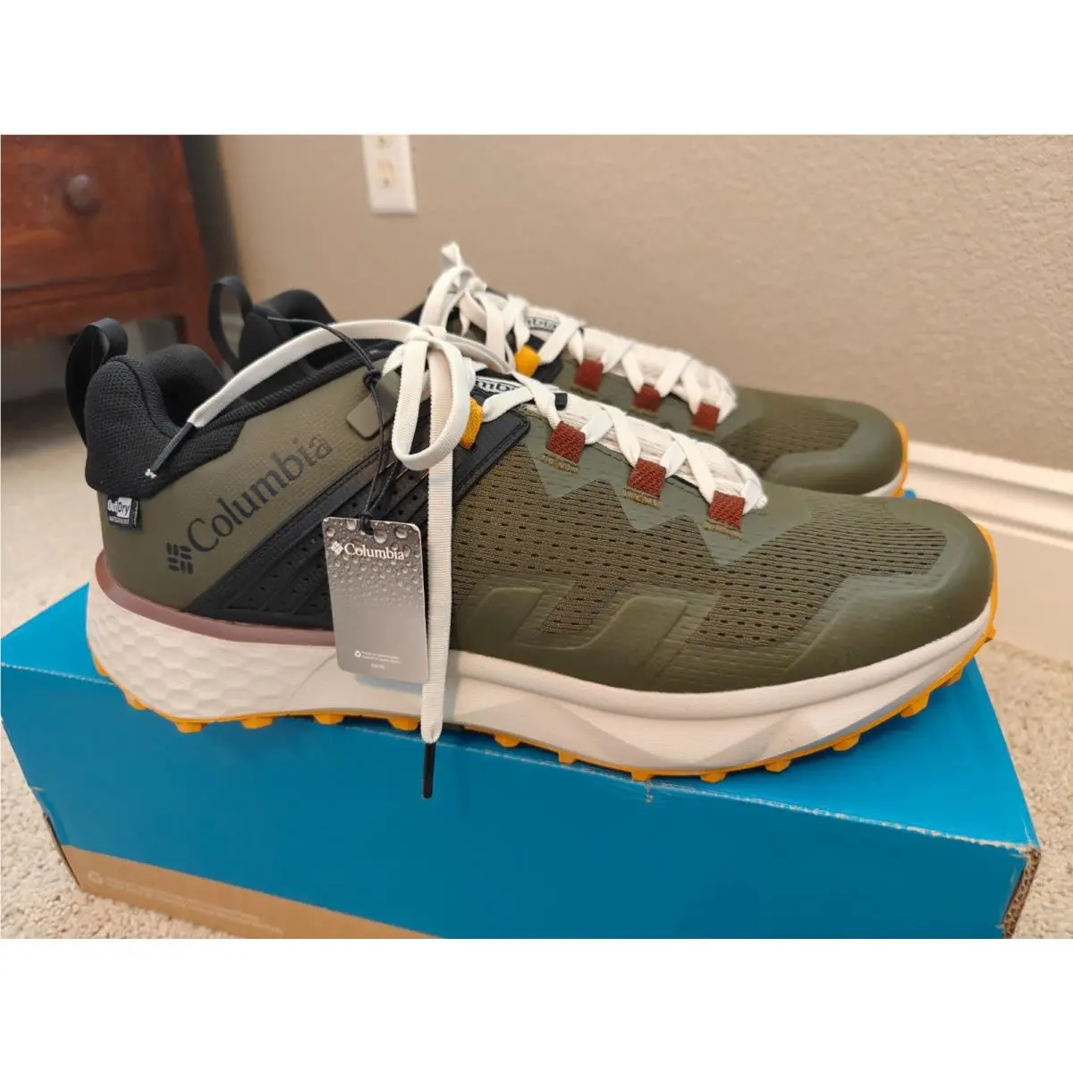 Columbia Facet 75 Outdry Waterproof Hiking Shoes Mens Size 13 Green / Black