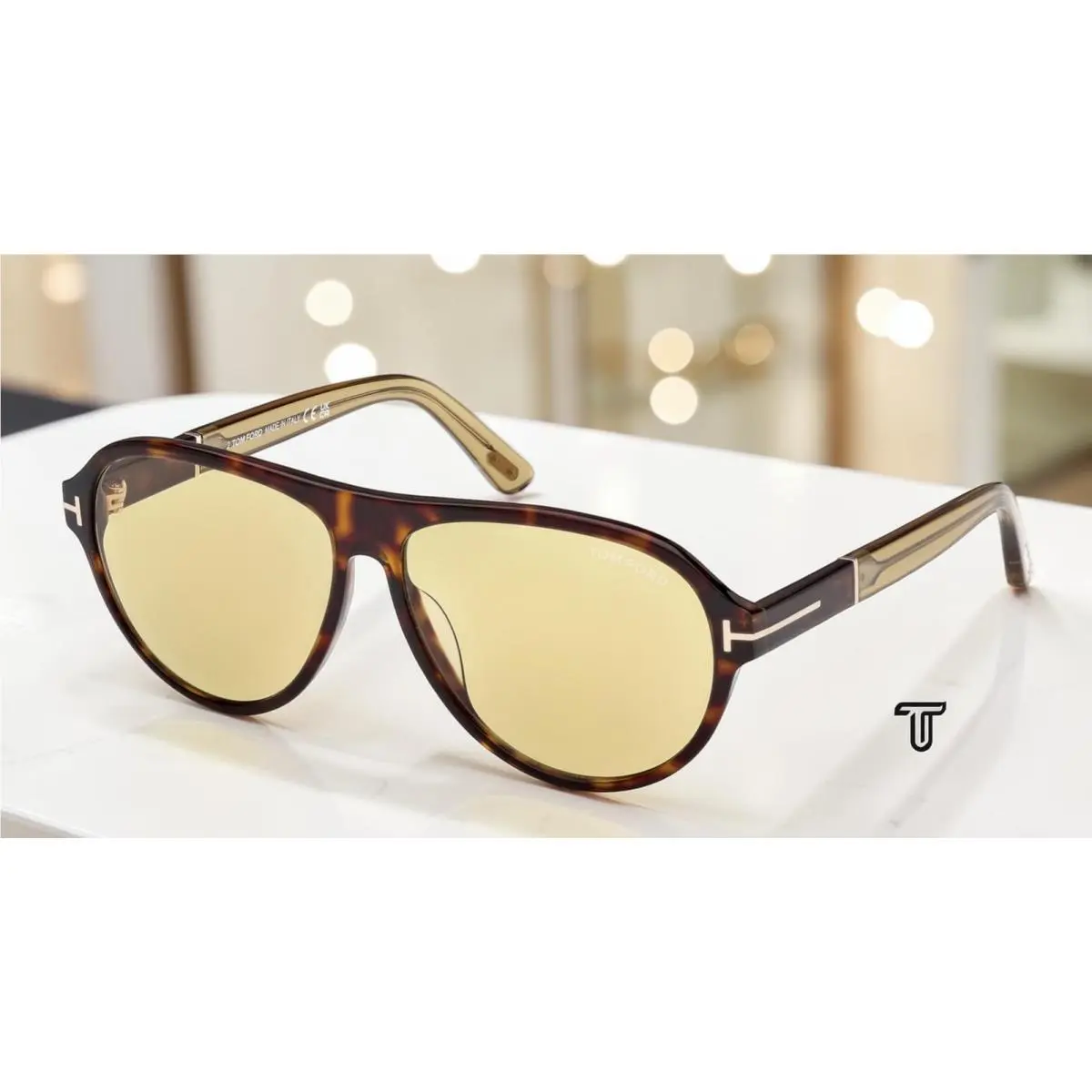 Quincy FT1080 52N Plastic Dark Havana Green 59 mm Men`s Sunglasses by Tom Ford