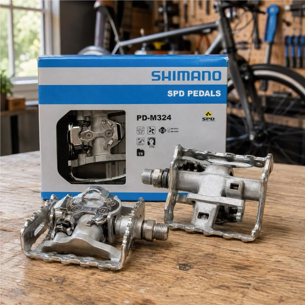 Shimano PD-M324 Spd Dual Platform Bike Pedals Silver Mountain Commuter 29-14