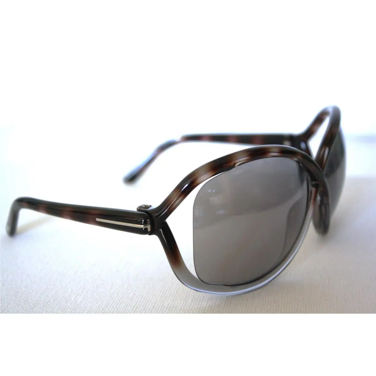 Over Size Brown Clear Frame 68mm Gray Lens Sunglasses TF1068 by Tom Ford