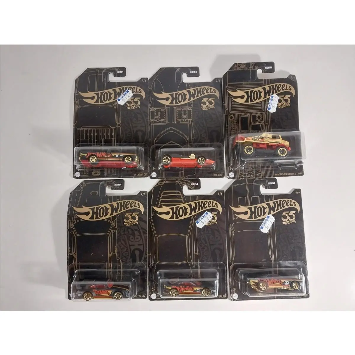 2023 Hot Wheels 55th Anniversary Red Gold Chrome Complete Set Chase Set 1