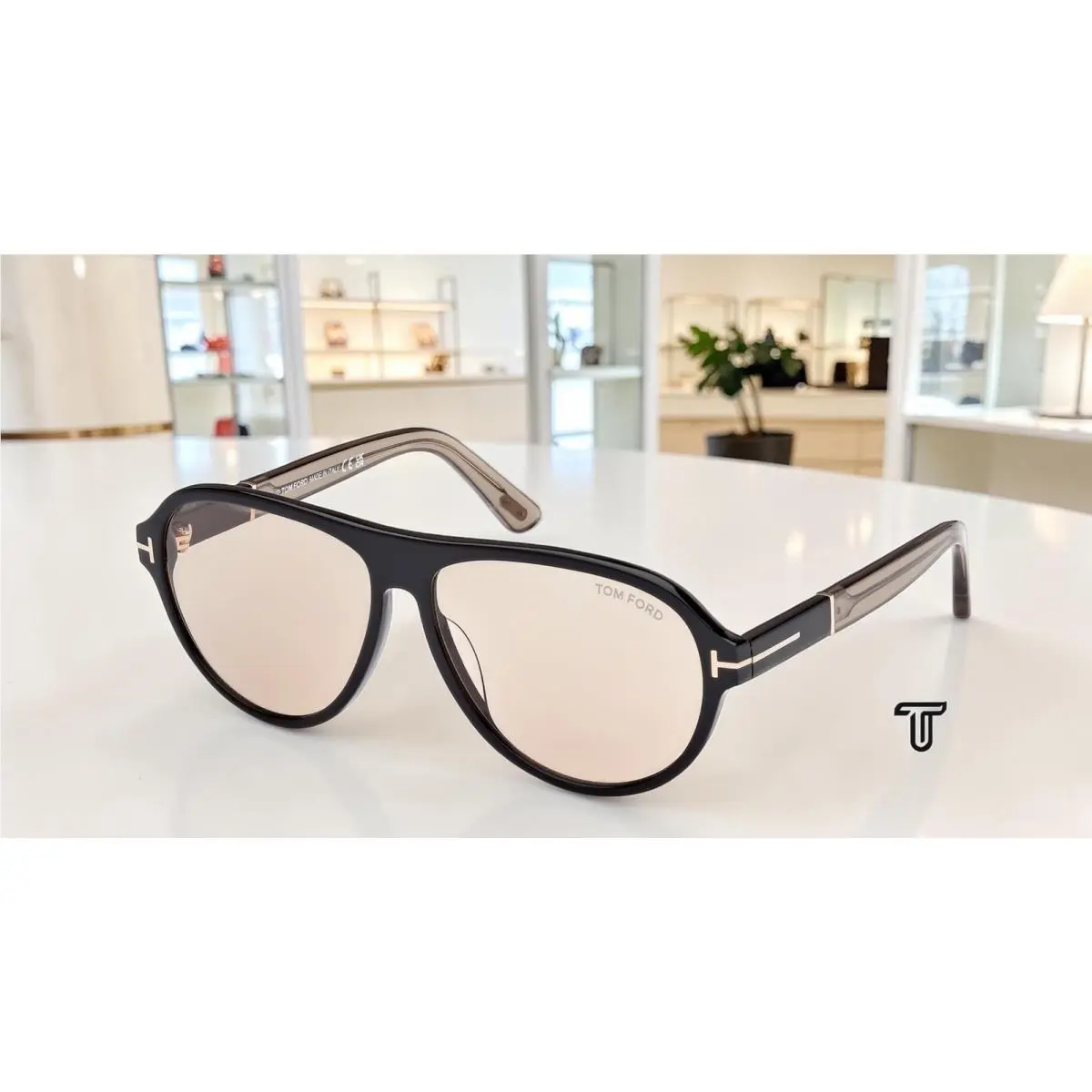 Quincy FT1080 01E Plastic Shiny Black Brown 59 mm Men`s Sunglasses by Tom Ford