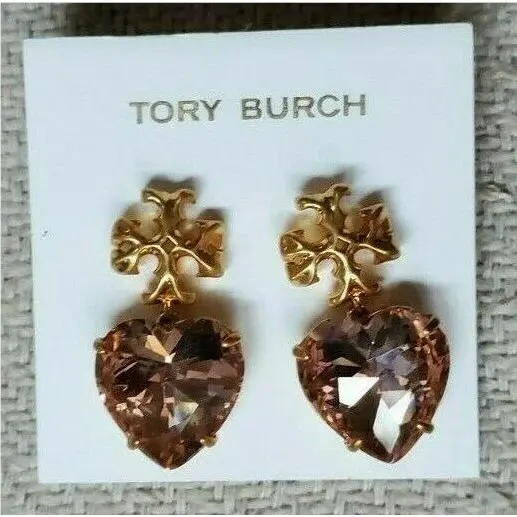 Roxanne Big 1.4 Heart Earrings Pale Papaya Pink by Tory Burch