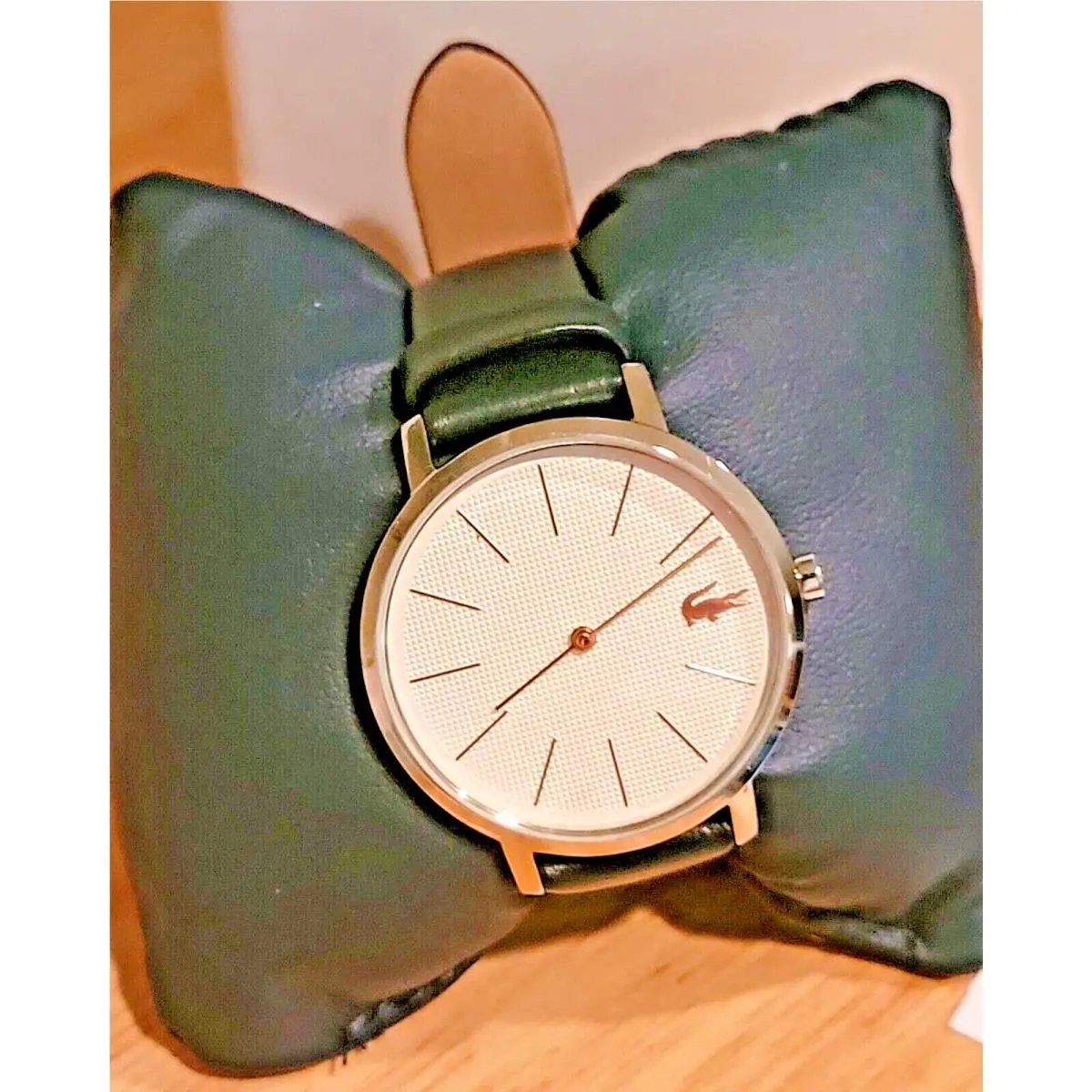 w/ Sticker  Blue Leather Band Women`s Sporty Wristwatch by Lacoste