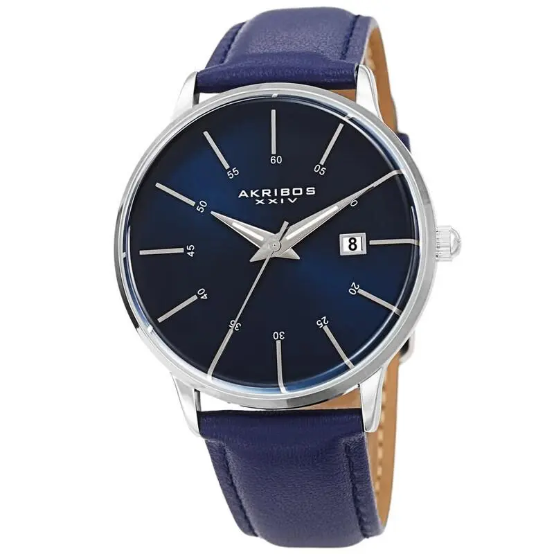 Akribos Xxiv AK1104BU-S Quartz Blue Dial Interchangeable Leather Men`s Watch