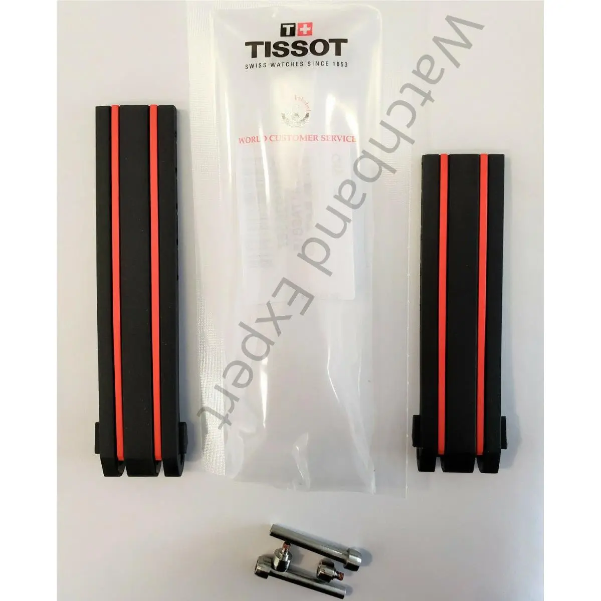 Tissot T-race T092417A/T092427A Black Red Rubber Watch Band Strap