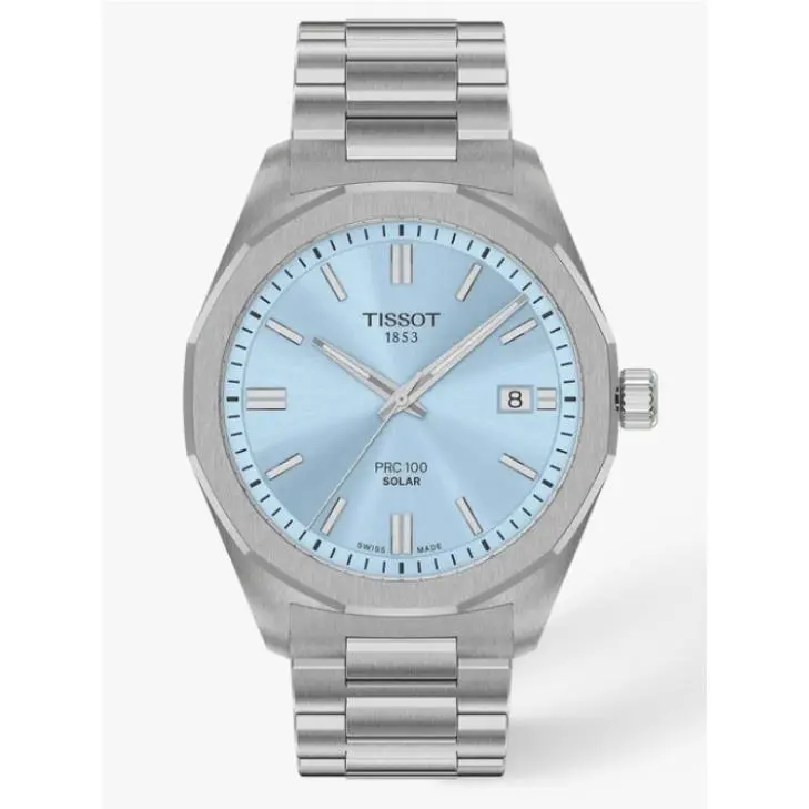Tissot Prc 100 39 mm Steel Ice Blue Dial Solar Quartz Men`s Watch T1514221135100