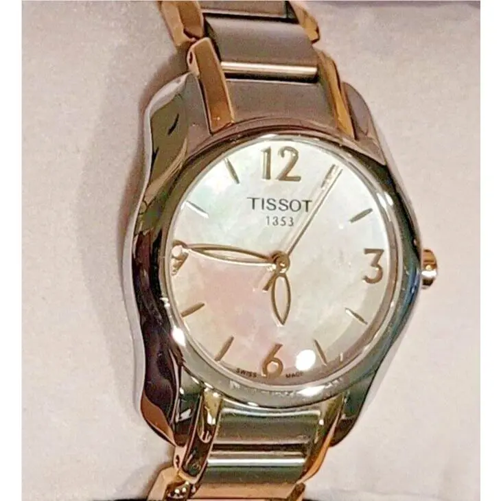 Tissot Women`s Swiss T-wave Two-tone Mop Dial Stainless-steel Bracelet Watch