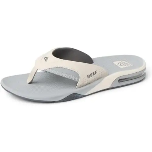 Men`s Reef Fanning High Arch Support Flip Flop Sandal CJ9044 Light/grey New - Light Gray