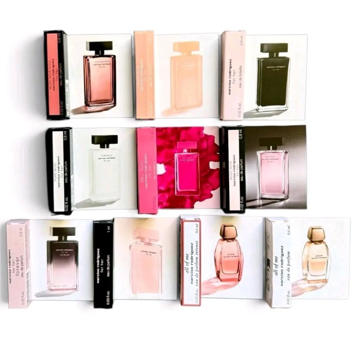 Narciso Rodriguez For Her Perfume Collection Sample Spray Vials 12pc Set