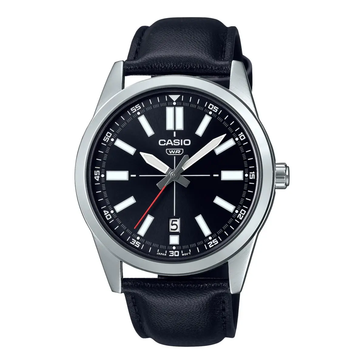 Casio MTP-VD02L-1E Black Leather Analog Quartz Men`s Watch