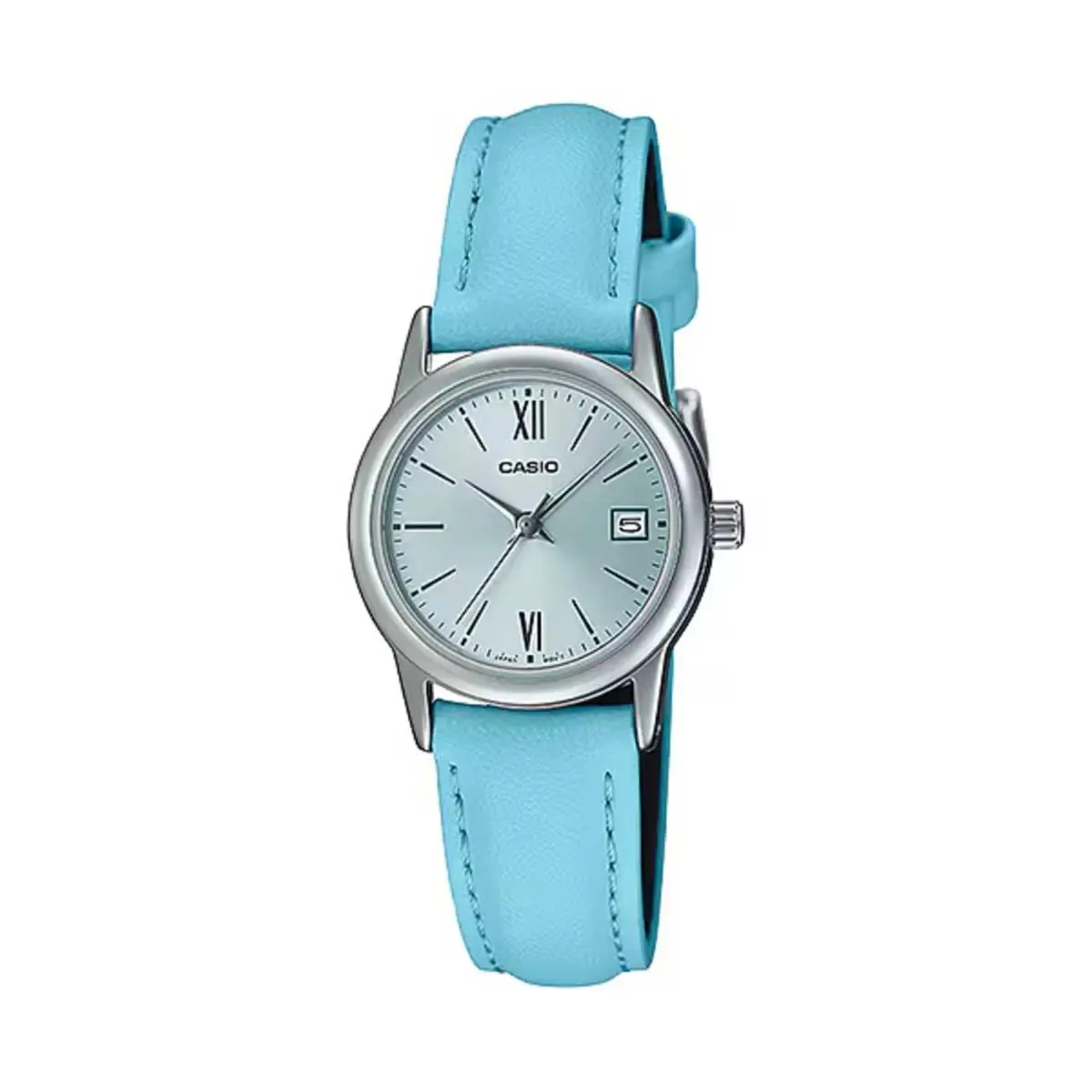 Casio Women’s Light Blue Leather Watch with Silver Dial - LTP-V002L-2B3UDF