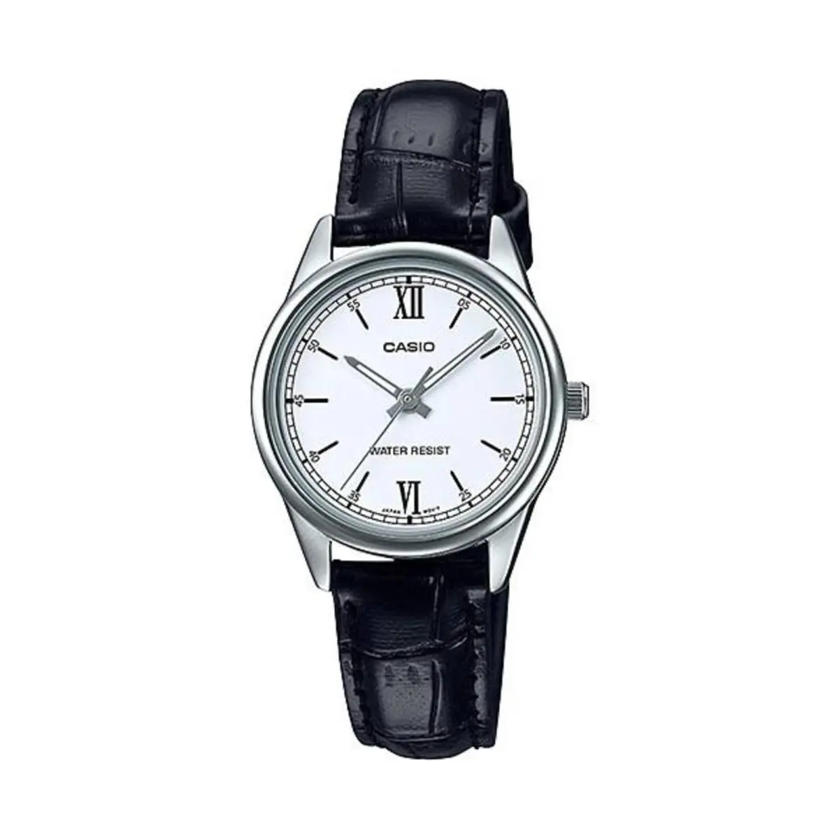 Casio Women’s Black Leather Strap White Dial Analog Watch - LTP-V005L-7B2UDF
