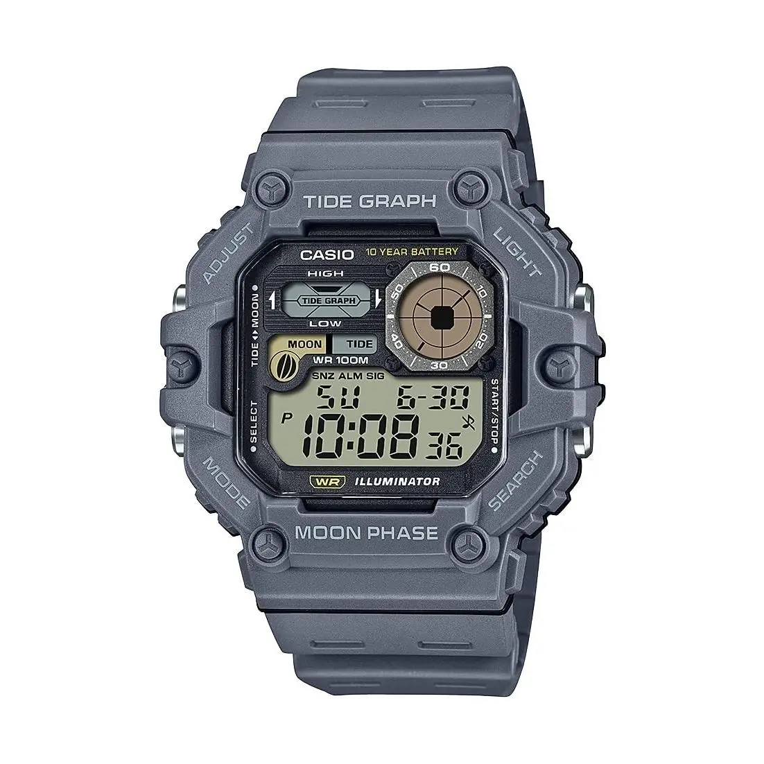 Casio WS-1700H Series Illuminator Tide Graph Moon Phase Men’s Digital Watch