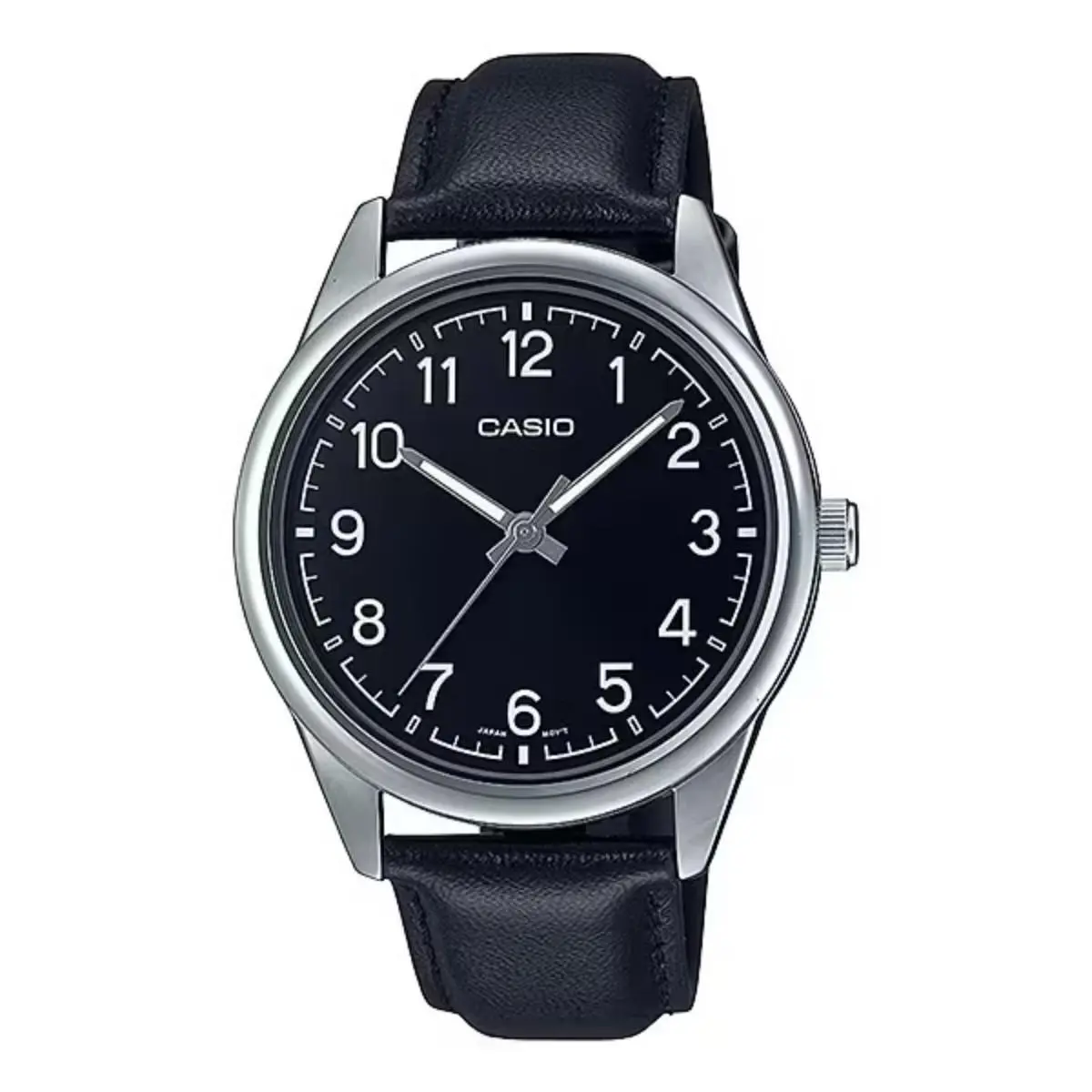 Casio Men’s Black Leather Watch with Black Dial - MTP-V005L-1B4UDF