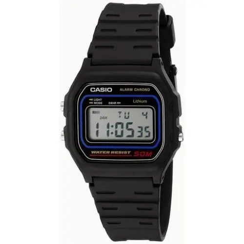 Casio Digital Alarm Chrono Stopwatch Backlight 12/24 Format W-59-1VQ Mens Watch