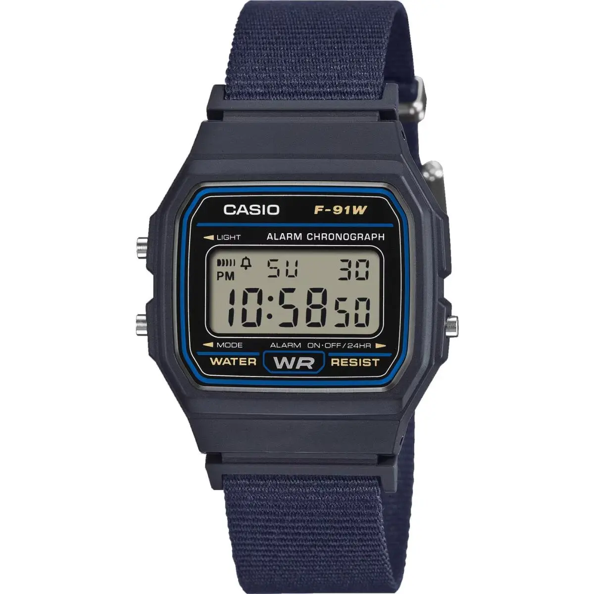Casio Digital Retro Blue Watch F-91WF-2A Cloth Band