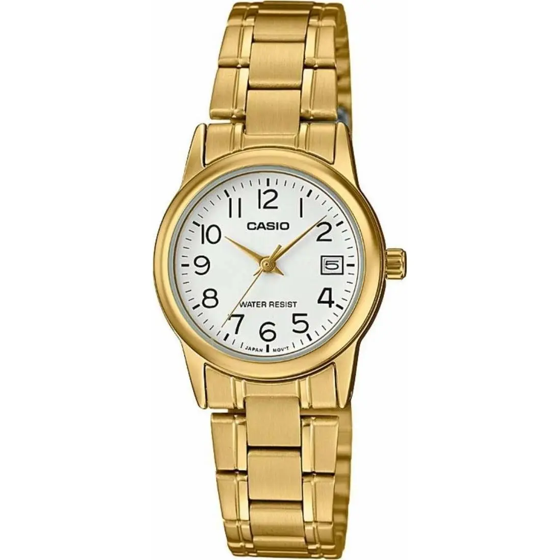 LTP-V002G-7B2 Women`s Analog Gold Tone White Easy Reader Dial Date Watch by Casio