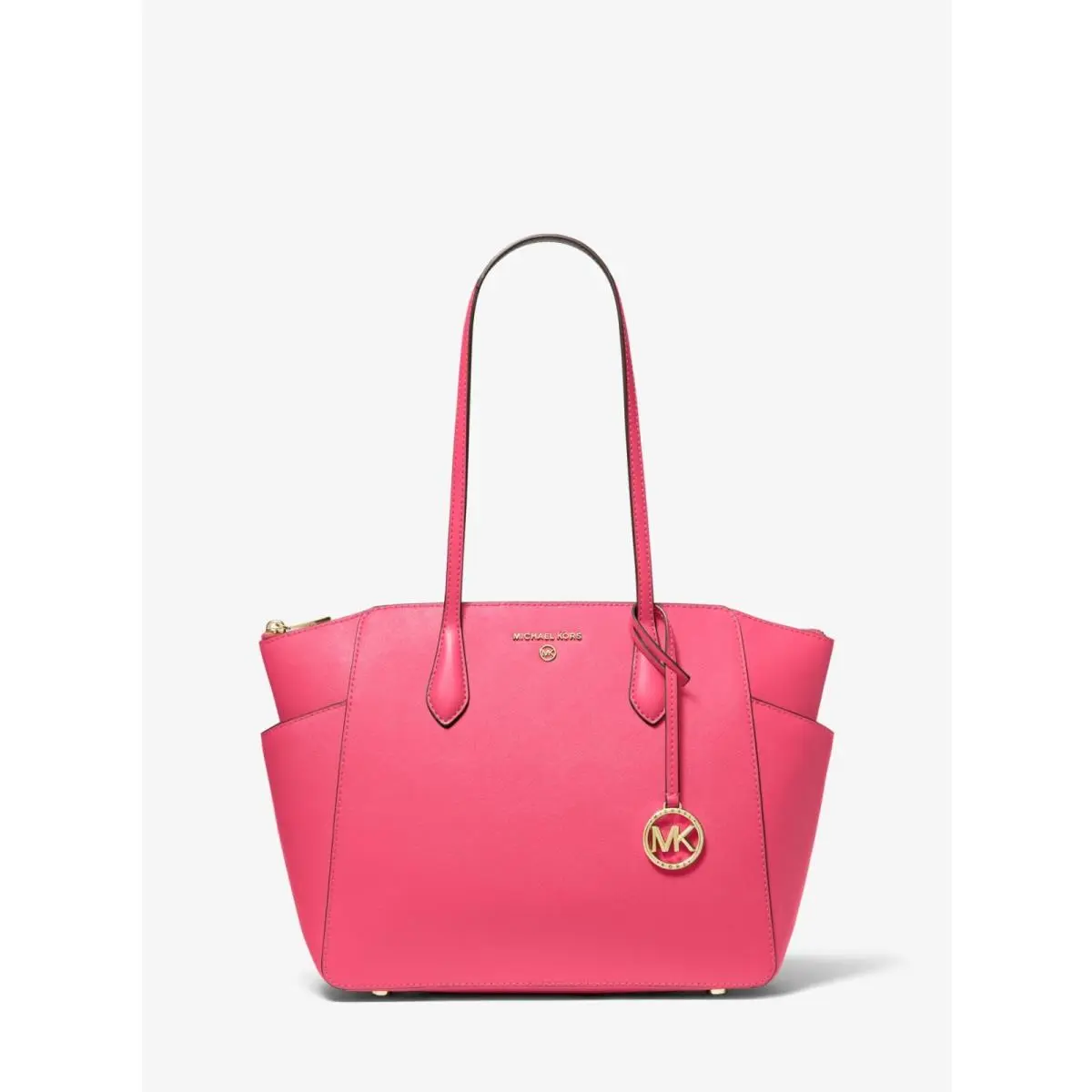 Michael Kors Pink Leather Zip Top Tote Bag