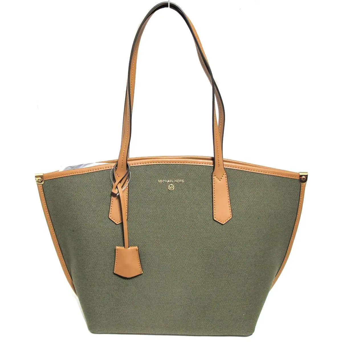 Travel Jane Large Canvas/leather Open Tote Olive/military Green by Michael Kors
