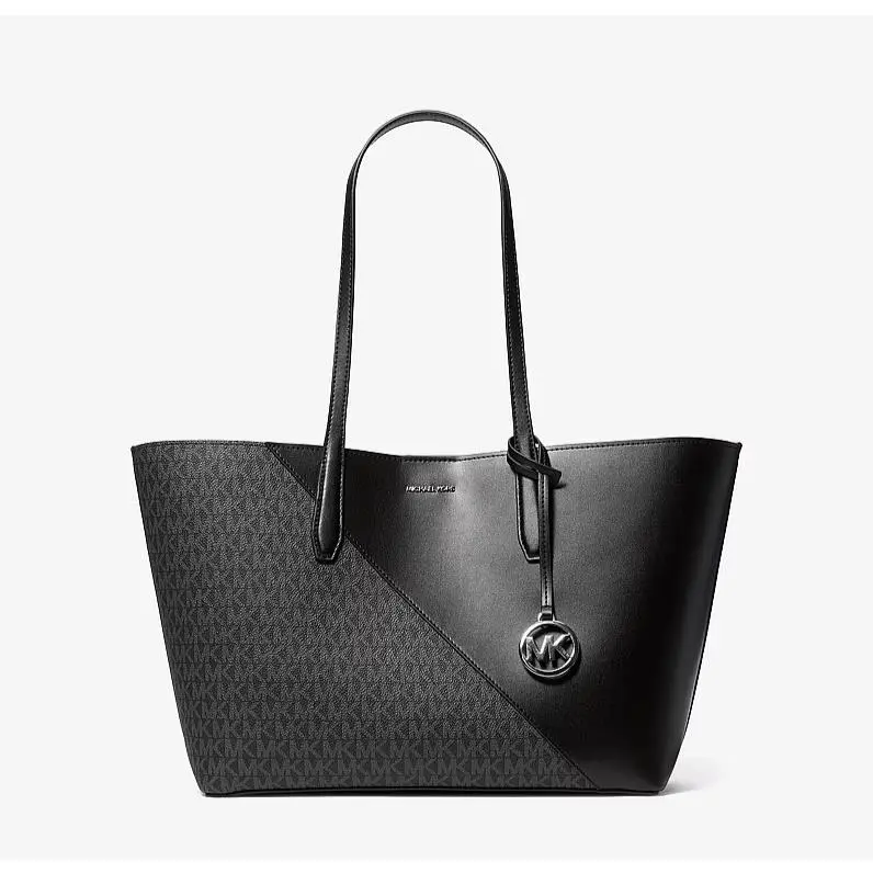 Michael Kors Avalon Medium Smooth and Signature Logo Tote Bag Black