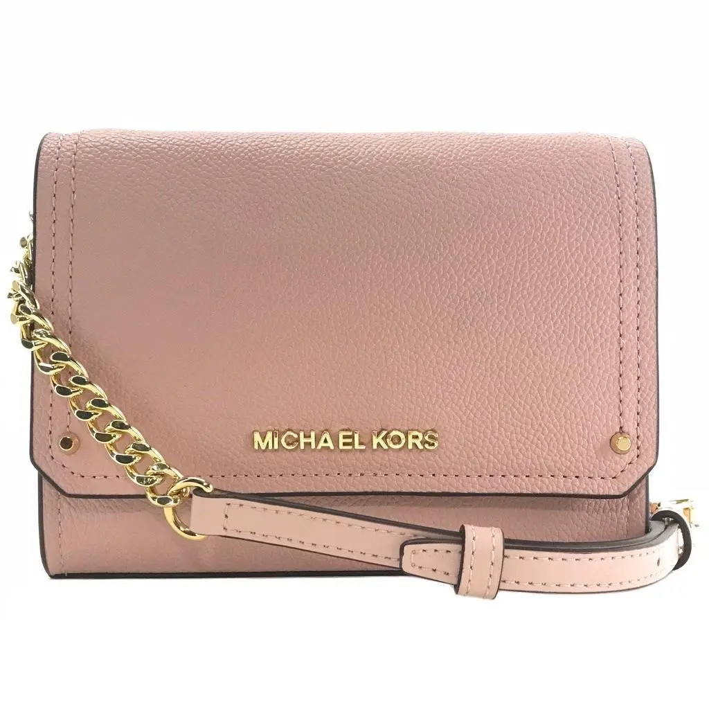 Michael Kors Hayes Small Leather Clutch Crossbody Bag Pink