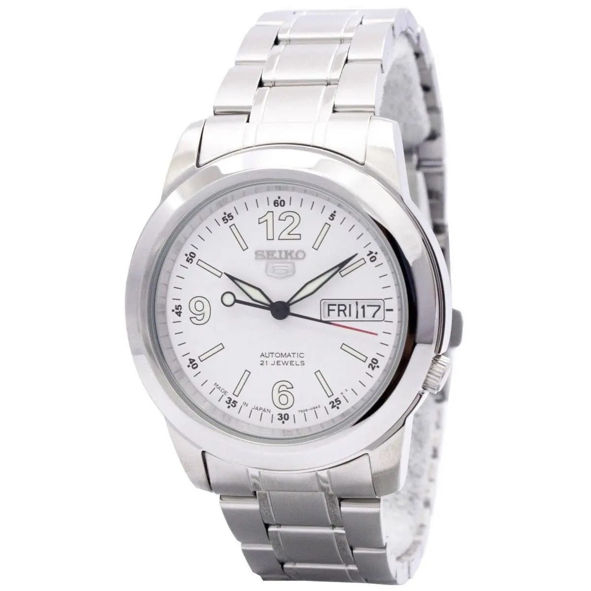 Seiko 5 Automatic 21 Jewels Japan Made White Dial 30M SNKE57J1 Men`s Watch