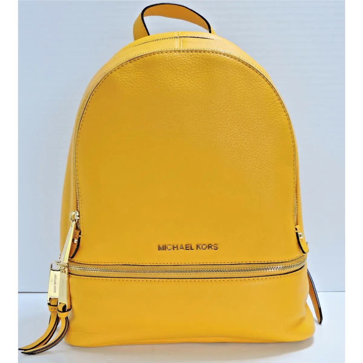 Rhea Zip Sun Yellow Small Pebbled Leather Back Pack by Michael Kors