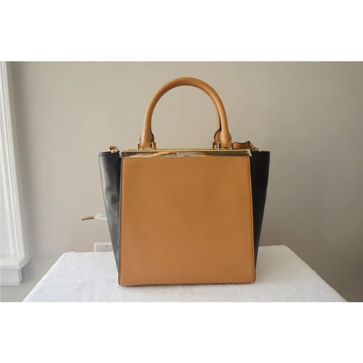 Michael Kors Purse Lana Colorblock Leather Medium Satchel Shoulder Tote Bag