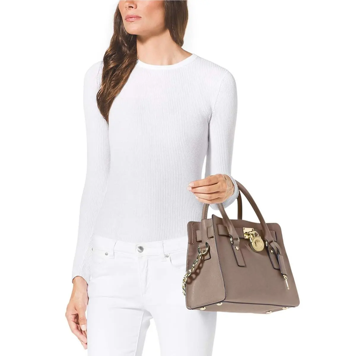 Michael Kors Hamilton Large East West Leather Bag Handbag Crossbody Satchel