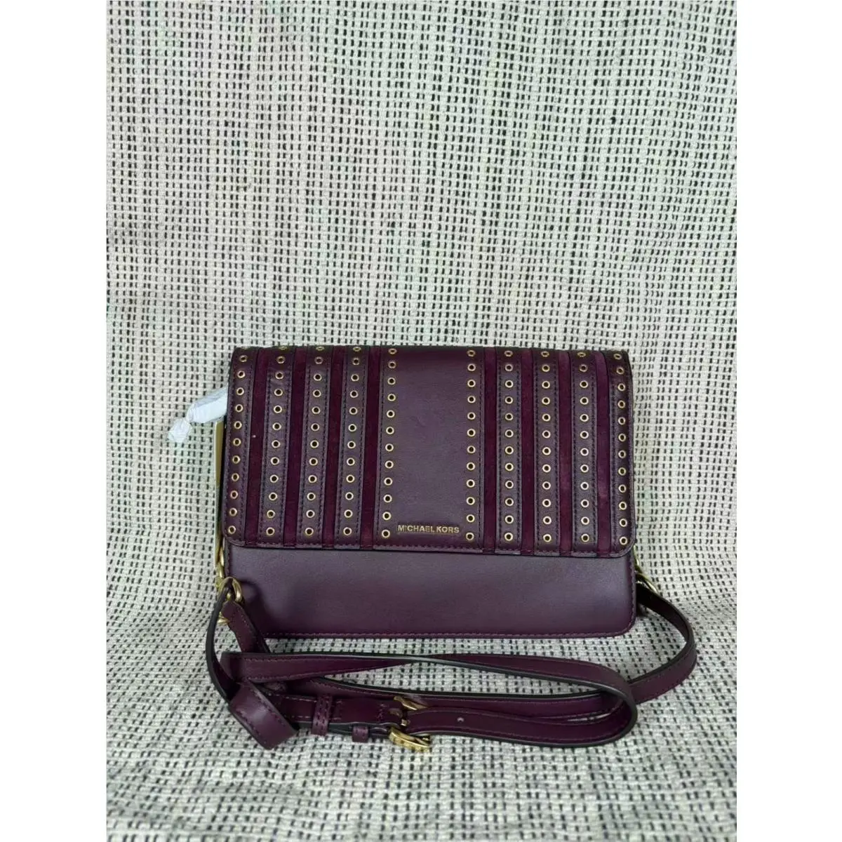 Brooklyn Grommet Plum Leather Large Crossbody Bag 32F6ABHC3L by Michael Kors
