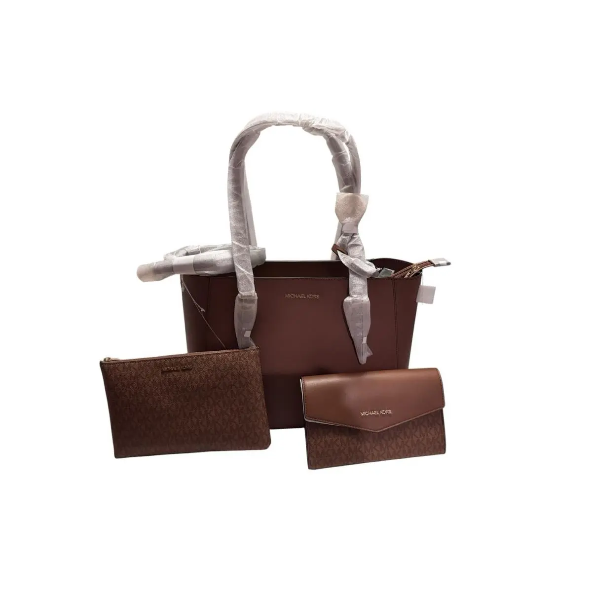 Michael Kors Charlotte 3-in-1 Tote Brown Leather Bag
