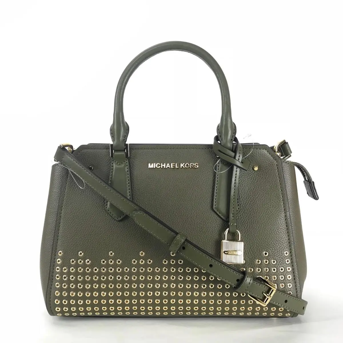 Michael Kors Hayes Medium Leather Messenger Bag Green